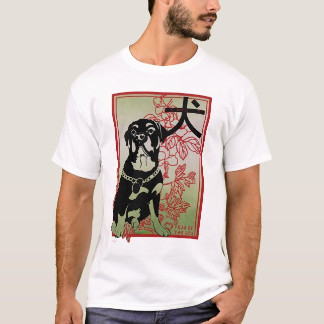 Rottweiler Asian Inspired Illustration T-shirt (Framsida)