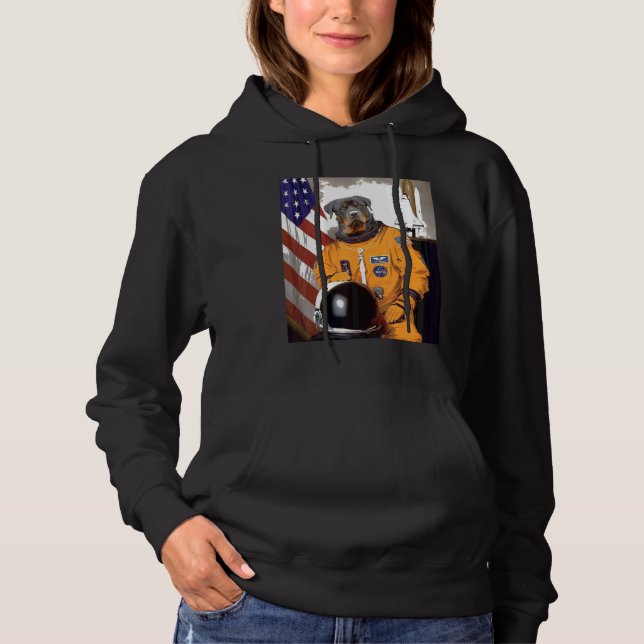 Rottweiler Astronaut Proud Patriotic T Shirt (Framsida)