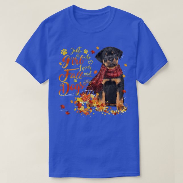 Rottweiler Autumn Lämnar bara en flicka som Kärlek T Shirt (Design framsida)