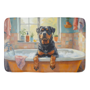 Rottweiler badtid Mysig badrumsdekor Badrumsmatta