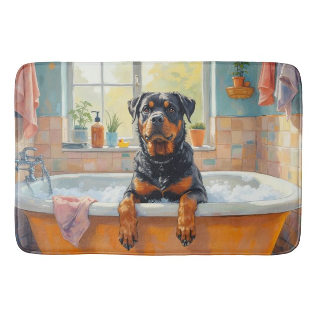 Rottweiler badtid Mysig badrumsdekor Badrumsmatta (Framsidan)