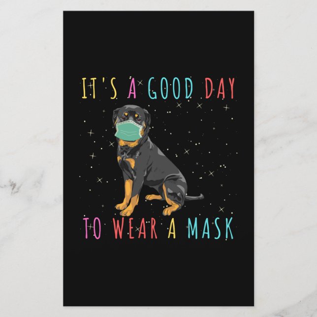 Rottweiler Bära en mask funny en Bra Day to Wea Brevpapper (Framsida)