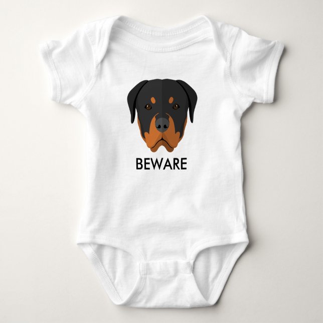 Rottweiler Beware Tee Shirt (Framsida)