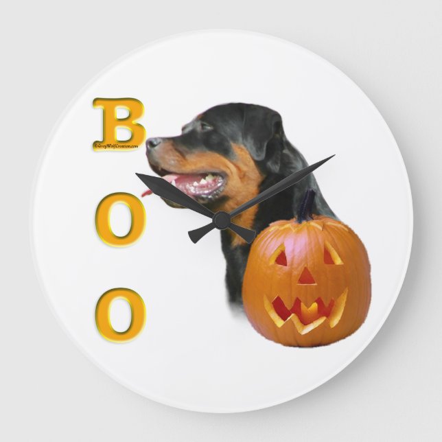 Rottweiler Boo Clock Stor Klocka (Framsida)