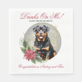 Rottweiler Bröllop Napkins with Hundar Photo Pappersservett