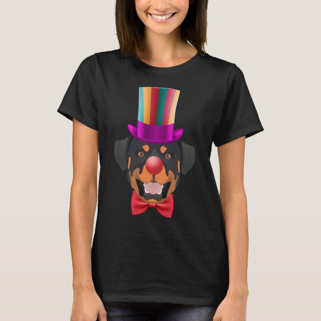 Rottweiler Carnival Clown T Shirt (Framsida)