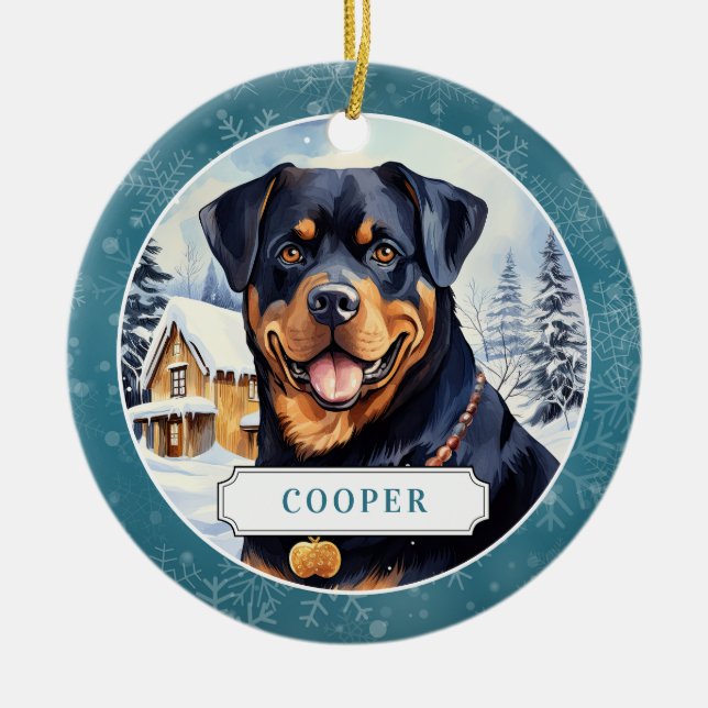 Rottweiler Ceramic Circle Ornament (Framsidan)