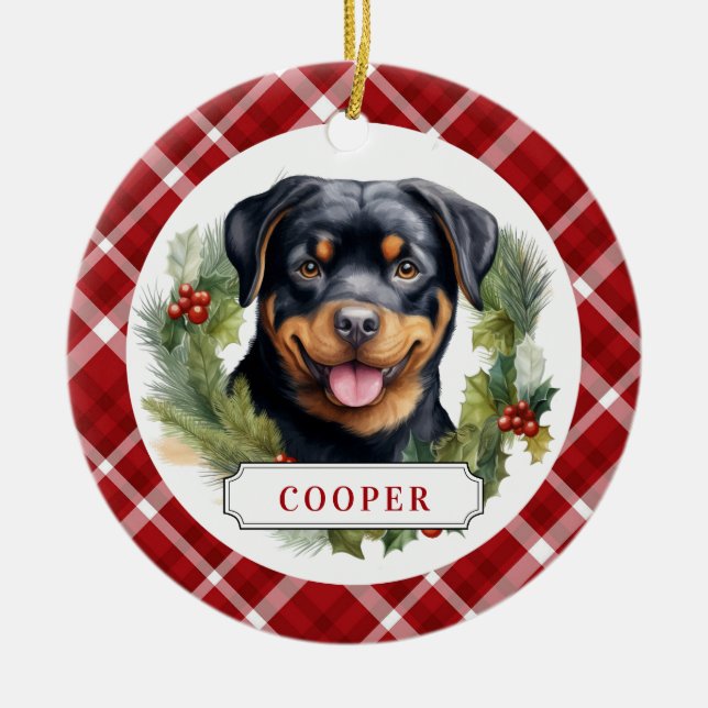 Rottweiler Ceramic Circle Ornament (Framsidan)
