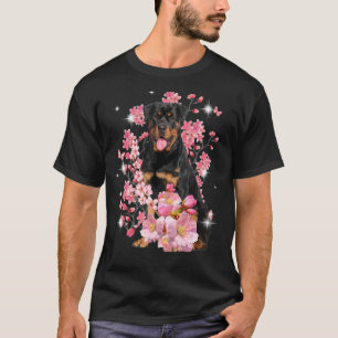 Rottweiler Cherry Blommar Flowers T Shirt