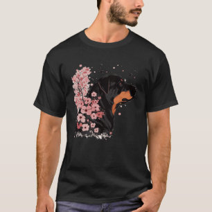 Rottweiler Cherry Blommar Hund Japanska Sakura Flo T Shirt