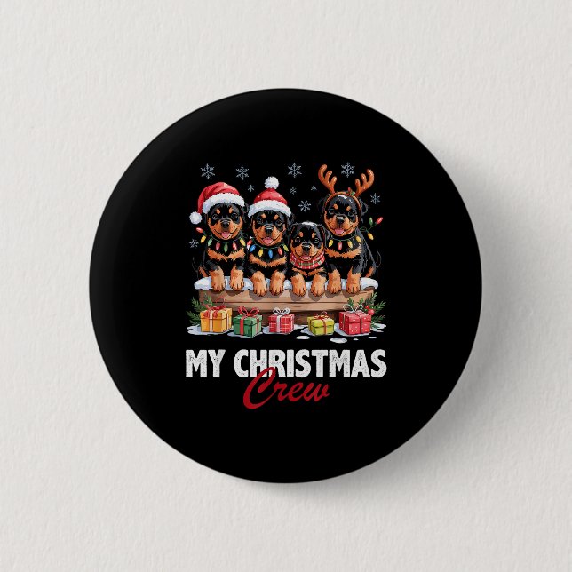 Rottweiler Christmas Crew Funny Dog Lovers Holiday Knapp (Framsida)
