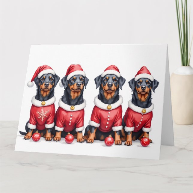 Rottweiler Christmas Dress Santa Hat Kort (Framsida)
