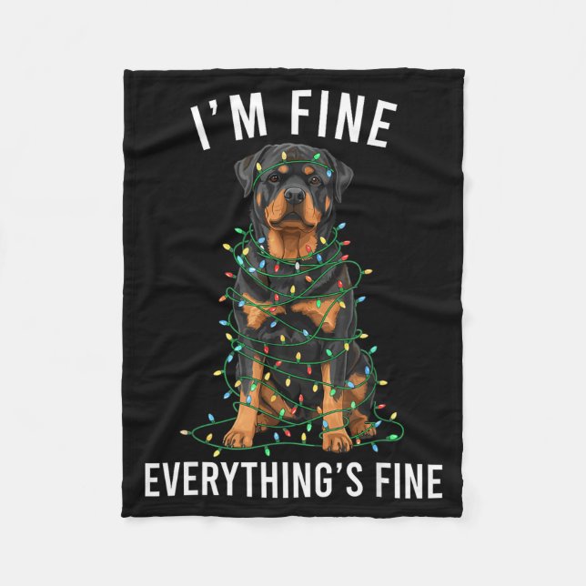 Rottweiler Christmas I'm Fine Everything Is Fine  Fleecefilt (Framsidan)