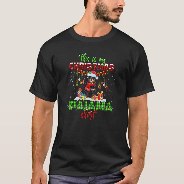 Rottweiler Christmas Santa Hat Dog Xmas Men Women  T Shirt (Framsida)