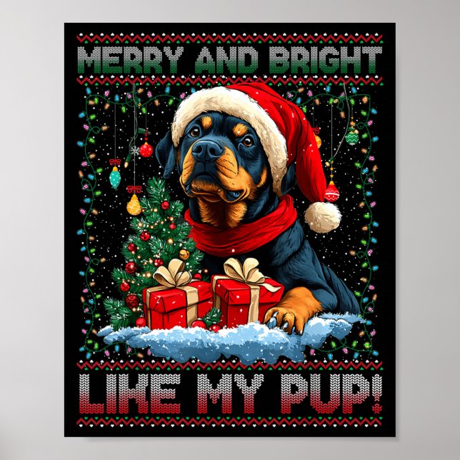 Rottweiler Christmas Tree Decorations Dog Lover Xm Poster (Framsidan)