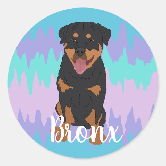 Rottweiler Classic Round Sticker Runt Klistermärke (Framsida)