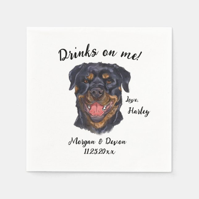 Rottweiler Cocktail Napkin Pappersservett (Framsidan)