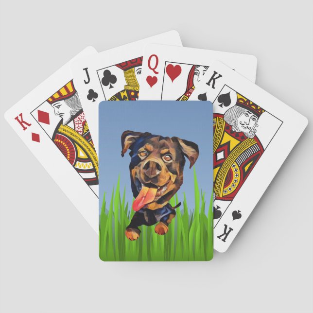 Rottweiler Deck of Cards, en fin Tecknad Casinokort (Baksidan)