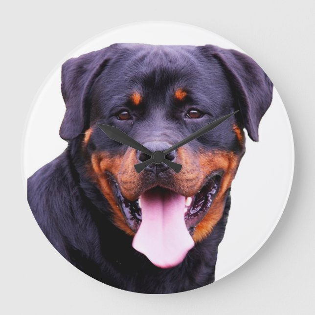 "Rottweiler"designväggur Stor Klocka (Framsida)