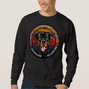 Rottweiler Distress Sunset Retro Hund Ansikte 25 Lång Ärmad Tröja