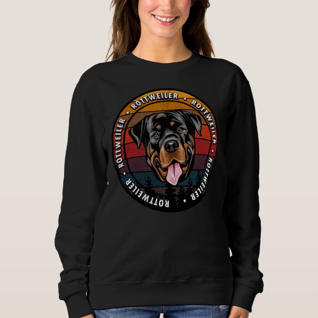 Rottweiler Distress Sunset Retro Hund Ansikte 25 T Shirt (Framsida)