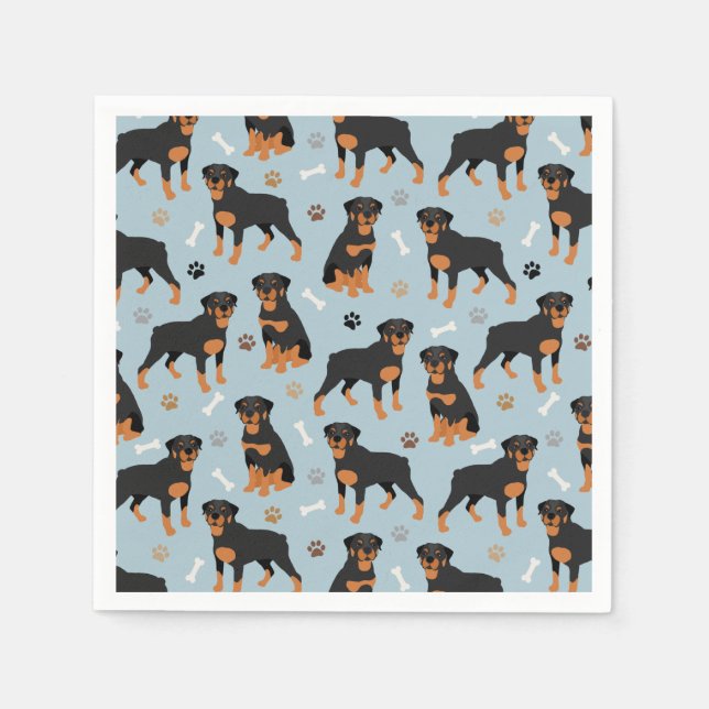 Rottweiler Dog Bones and Paws Pappersservett (Framsidan)