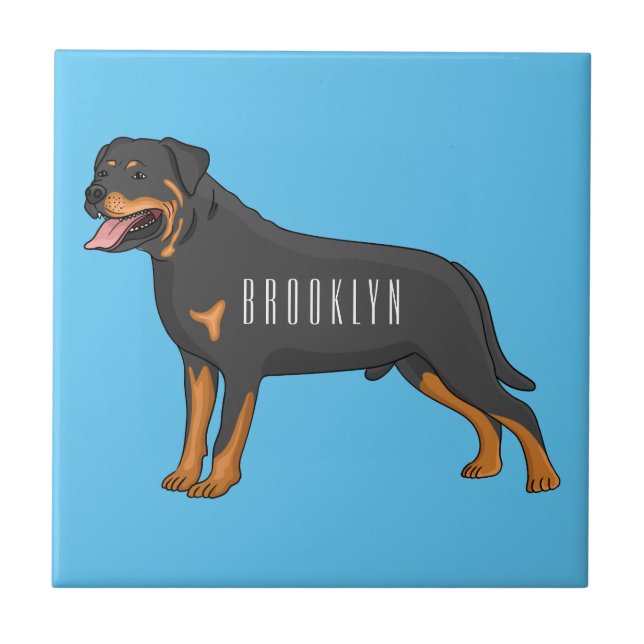 Rottweiler dog cartoon illustration  kakelplatta (Framsidan)