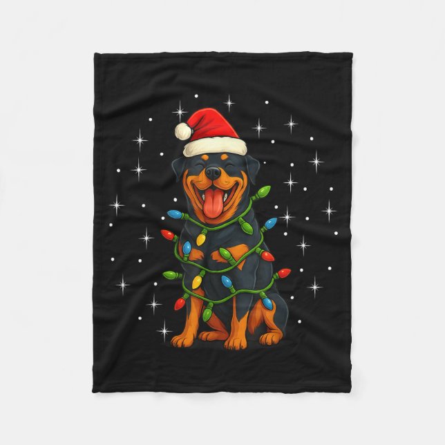 Rottweiler Dog Christmas Pj Pajama Men Women Pjs F Fleecefilt (Framsidan)