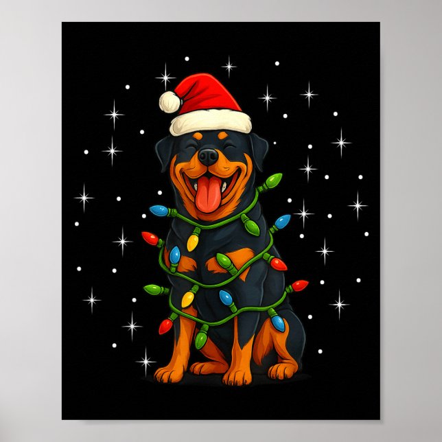 Rottweiler Dog Christmas Pj Pajama Men Women Pjs F Poster (Framsidan)