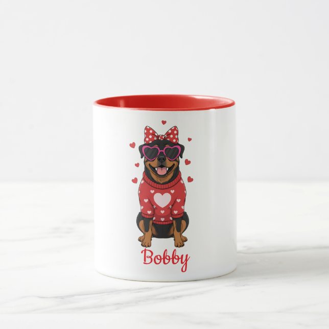 Rottweiler dog coffee mug valentines day 2026 mugg (Center)