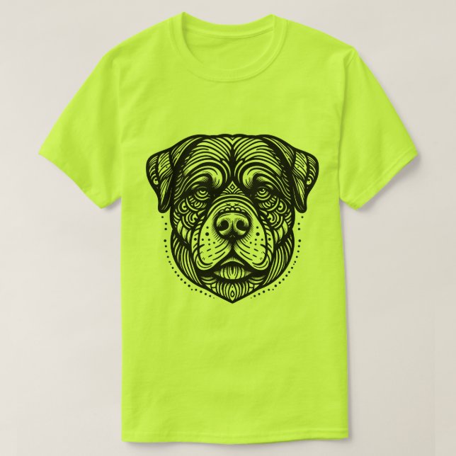 Rottweiler Dog Face - Black Line Art T Shirt (Design framsida)