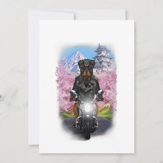 rottweiler dog on motorcycle tour japanese gifts meddelande (Framsida)