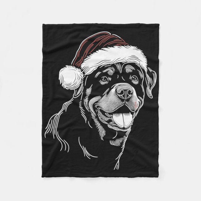 Rottweiler Dog Santa Hat Christmas Xmas Pajama  Fleecefilt (Framsidan)