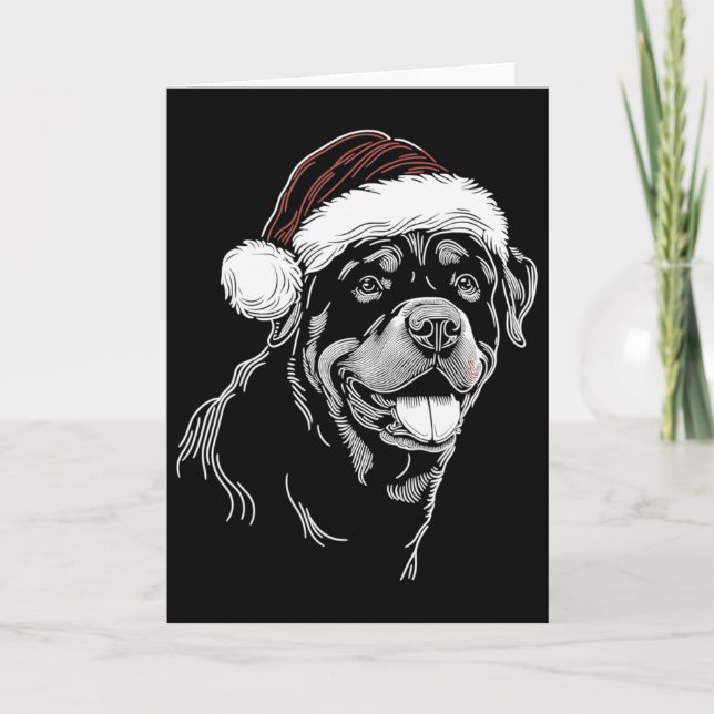 Rottweiler Dog Santa Hat Christmas Xmas Pajama  Kort (Framsida)