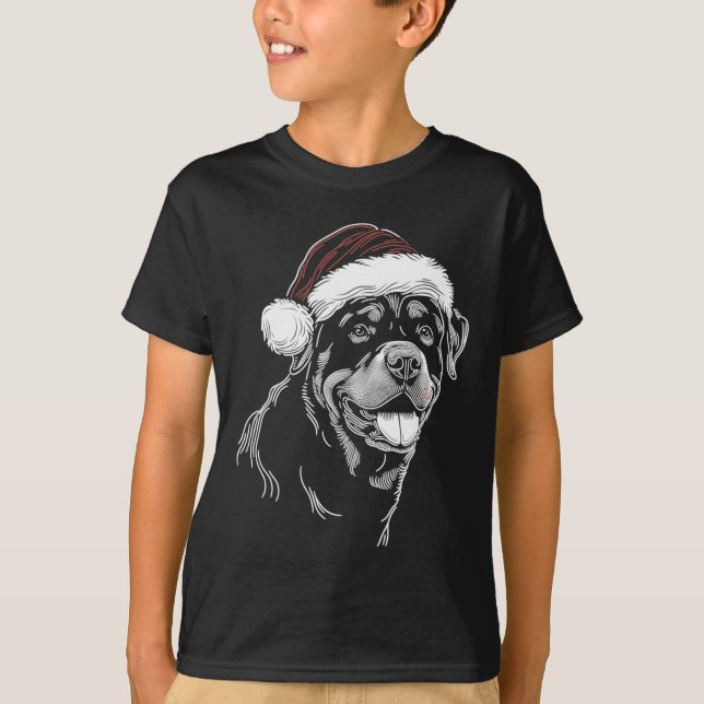 Rottweiler Dog Santa Hat Christmas Xmas Pajama  T Shirt (Framsida)