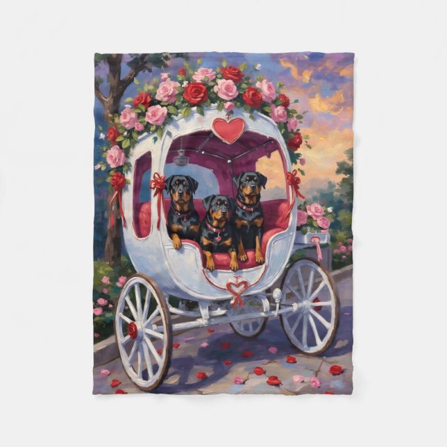 Rottweiler Dog Valentine's Day Fleecefilt (Framsidan)