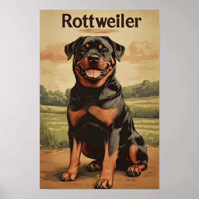 Rottweiler Dog Vintage Art Poster (Framsidan)