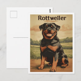 Rottweiler Dog Vintage Art Vykort