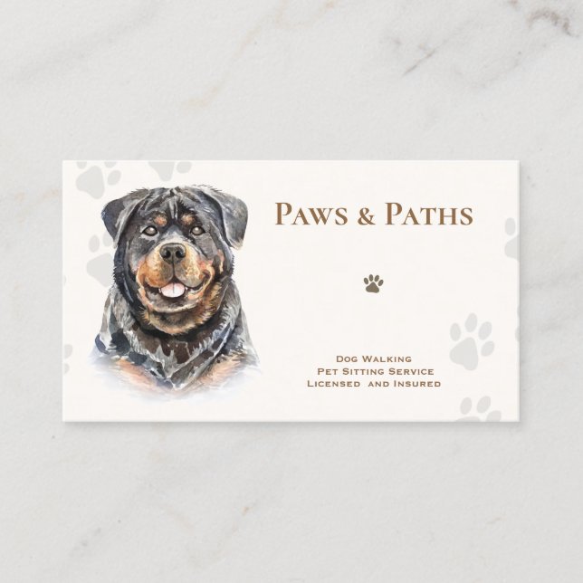 Rottweiler Dog Walker Pet Sitta Visitkort (Framsida)