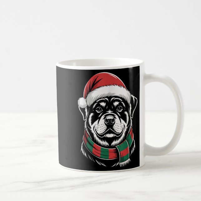 Rottweiler Dog Xmas Santa Hat Scarf Christmas Cost Kaffemugg (Höger)