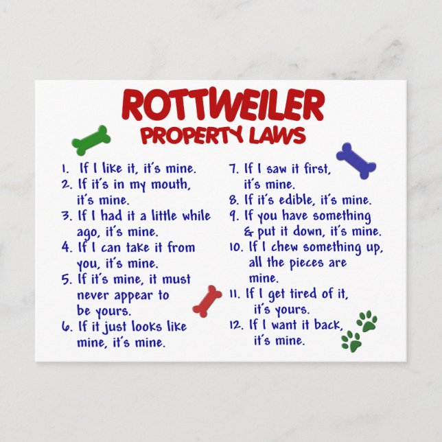 ROTTWEILER Egendom LAGSTIFTNING 2 Vykort (Framsida)