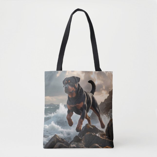Rottweiler Elegant Tote Bag Tygkasse (Framsida)
