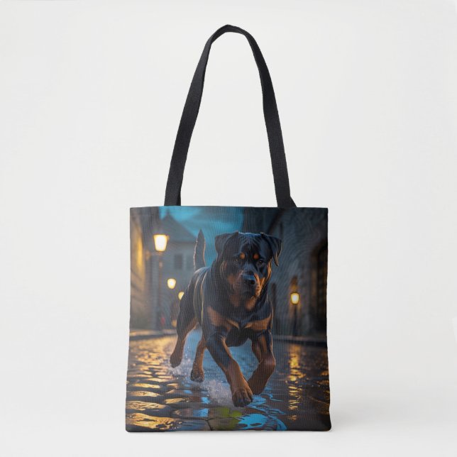 Rottweiler Elegant Tote Bag Tygkasse (Framsida)
