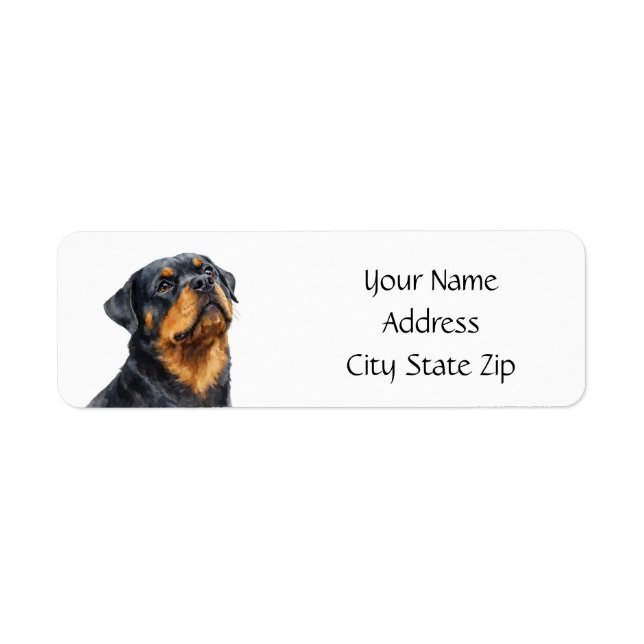 Rottweiler eller Rotti hundras returadress Etikett (Framsidan)