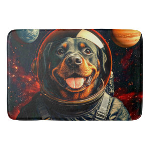 Rottweiler Explores Badrumsmatta