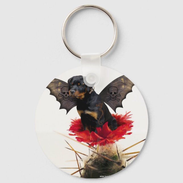 Rottweiler Fairy Hund Keychain Nyckelring (Framsida)