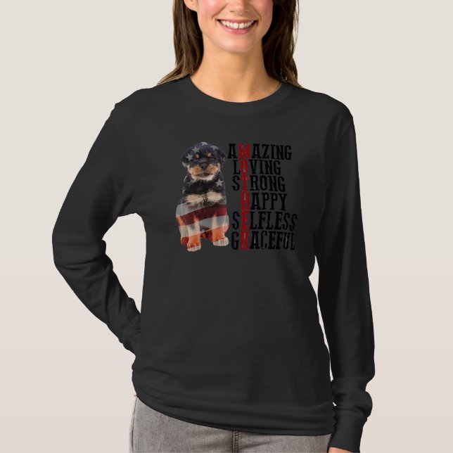 Rottweiler Fantastisk Loving Strong Lycklig Selfle T Shirt (Framsida)