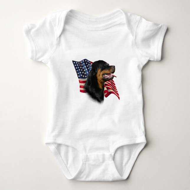 Rottweiler Flagga Tee Shirt (Framsida)