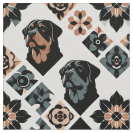 Rottweiler Floral Geometric Pattern Tyg