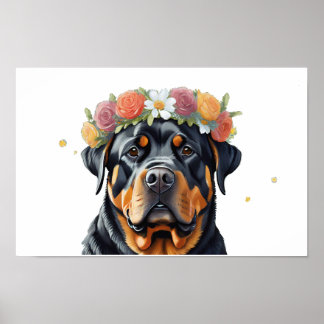 Rottweiler Flower Krona Poster
